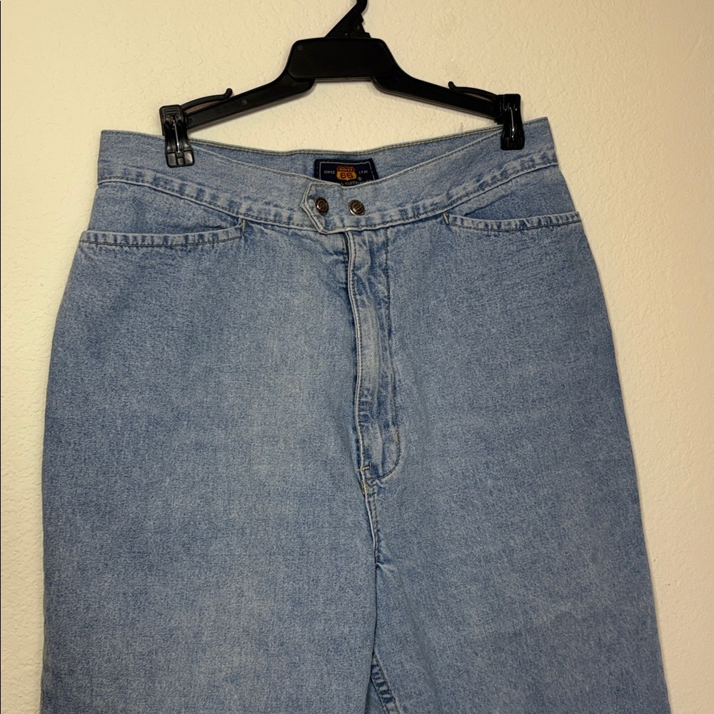VINTAGE Y2K Denim Capris Route 66 100% cotton size 13/14 - Picture 2 of 5